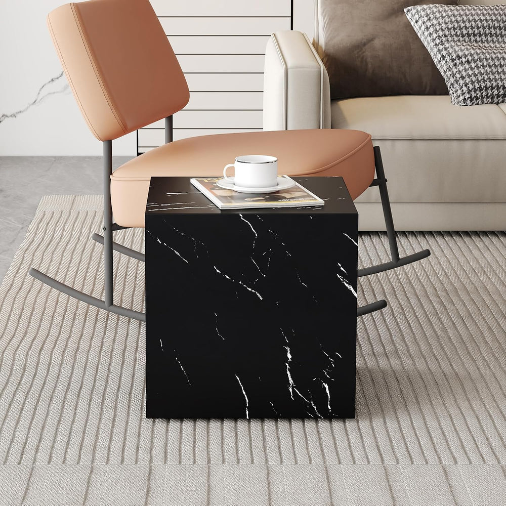 W15.7'' Modern Wood Square Side Table End Table for Living Room, No A...