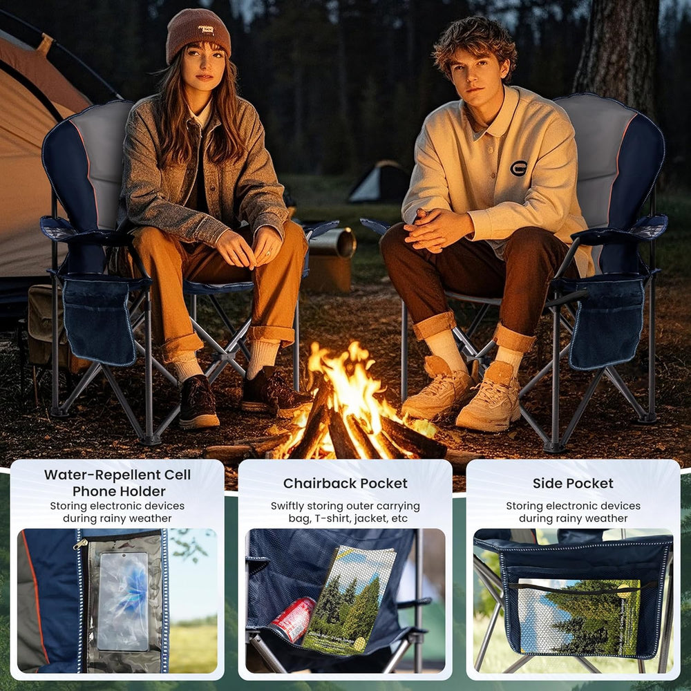 Oversized Camping Chair Heavy Duty- Portable Folding Chair, Cup Holder & ...