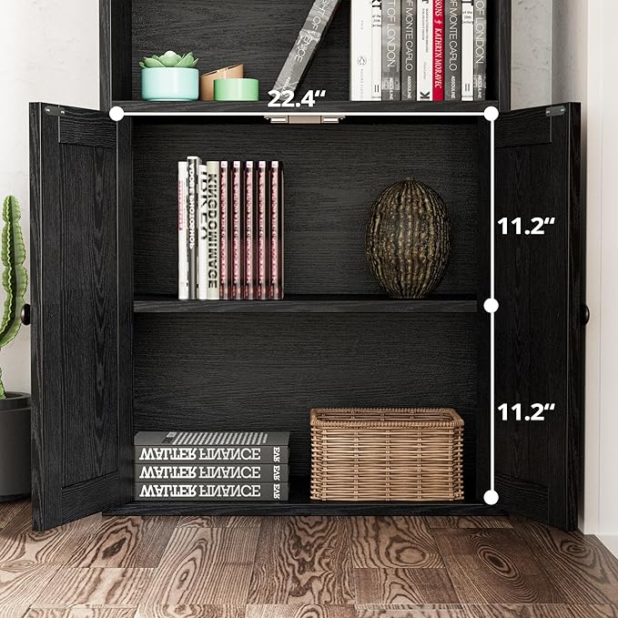 IRONCK Industrial Bookshelves and Bookcases with Doors 11.8 in Depth Floor St...