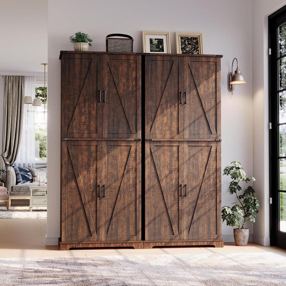 HOMPUS 71" Tall Kitchen Pantry Cabinet with Doors and Drawer, Farmhouse ...