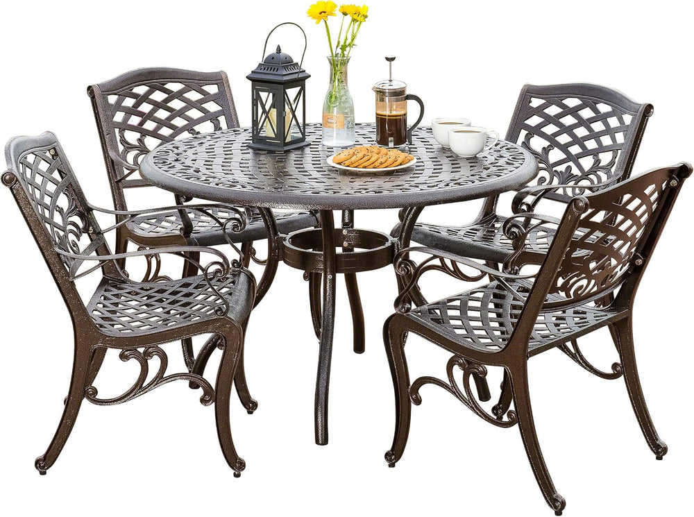 Christopher Knight Home Hallandale Outdoor Cast Aluminum Dining Set for Patio...