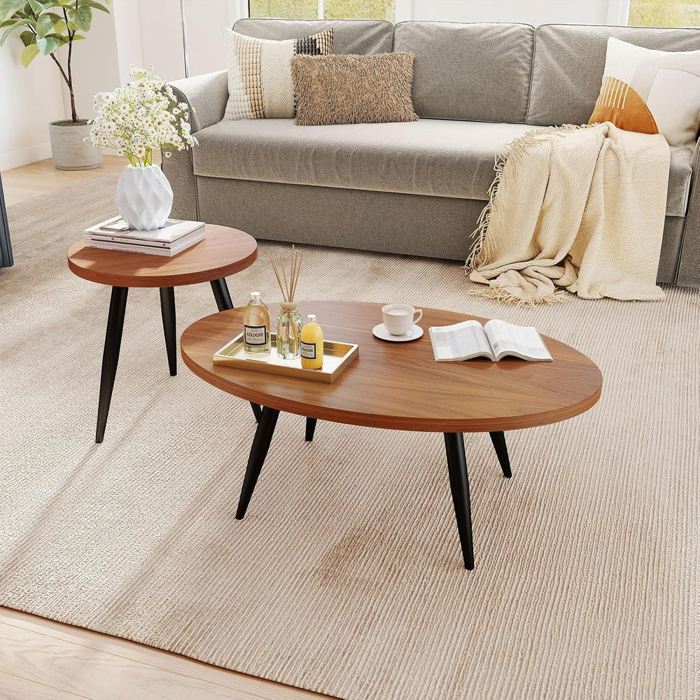 2-Piece Oval & Round Nesting Coffee Table Set