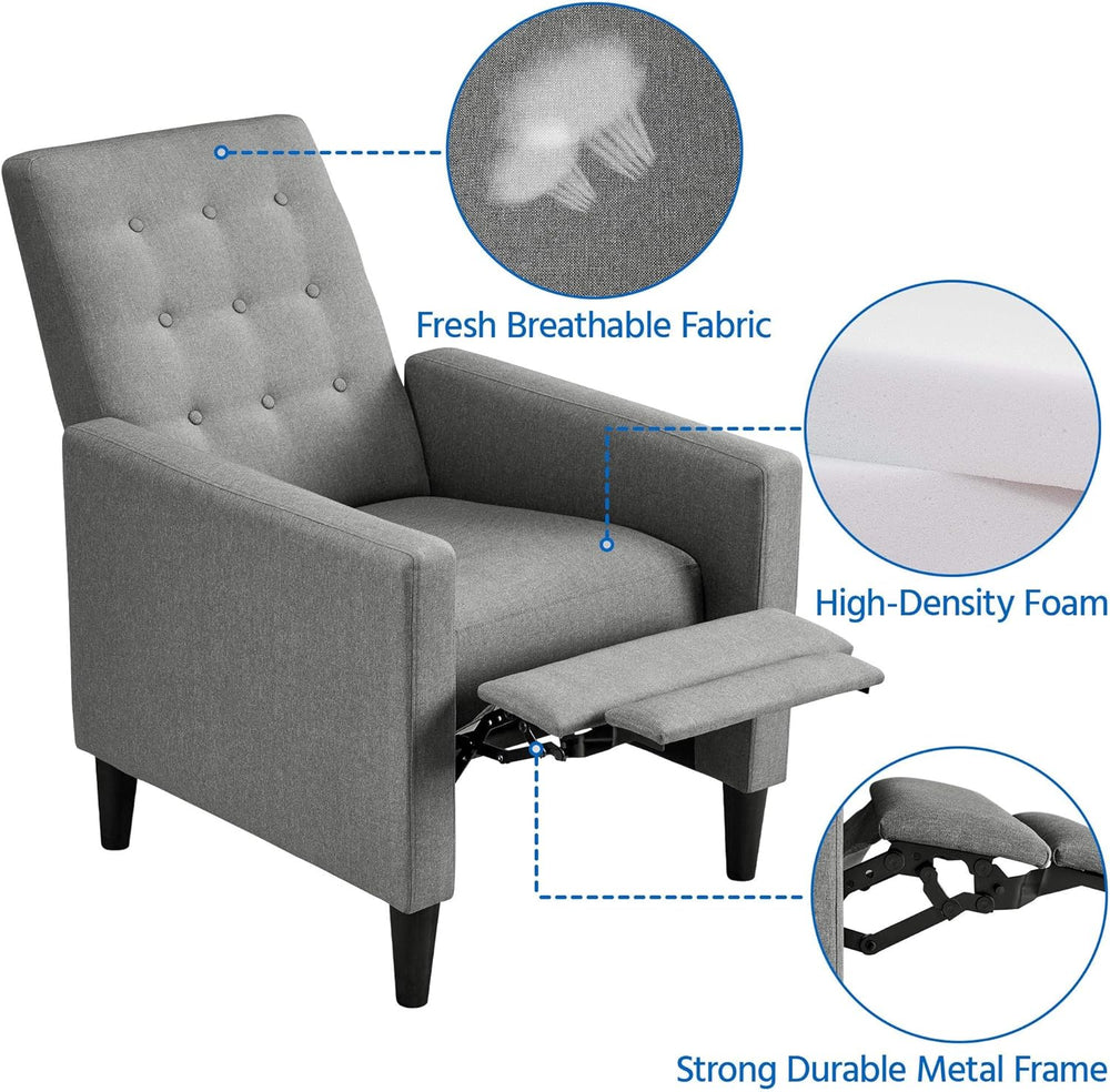 Yaheetech Fabric Recliner Chair with Adjustable Back & Footrest, Mid-Cent...