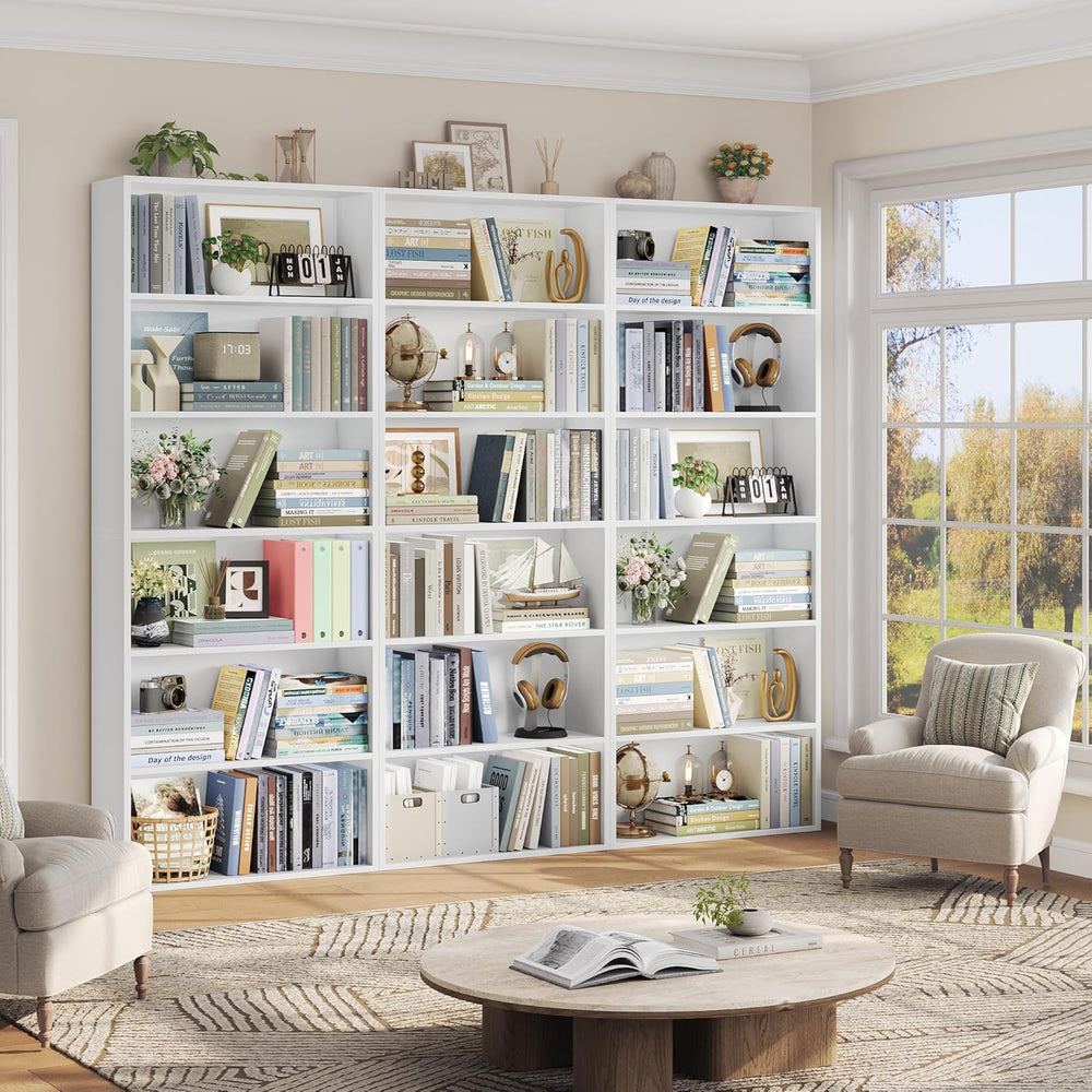 FOTOSOK 6-Tier Open Bookcase and Bookshelf, Freestanding Display Storage Shel...