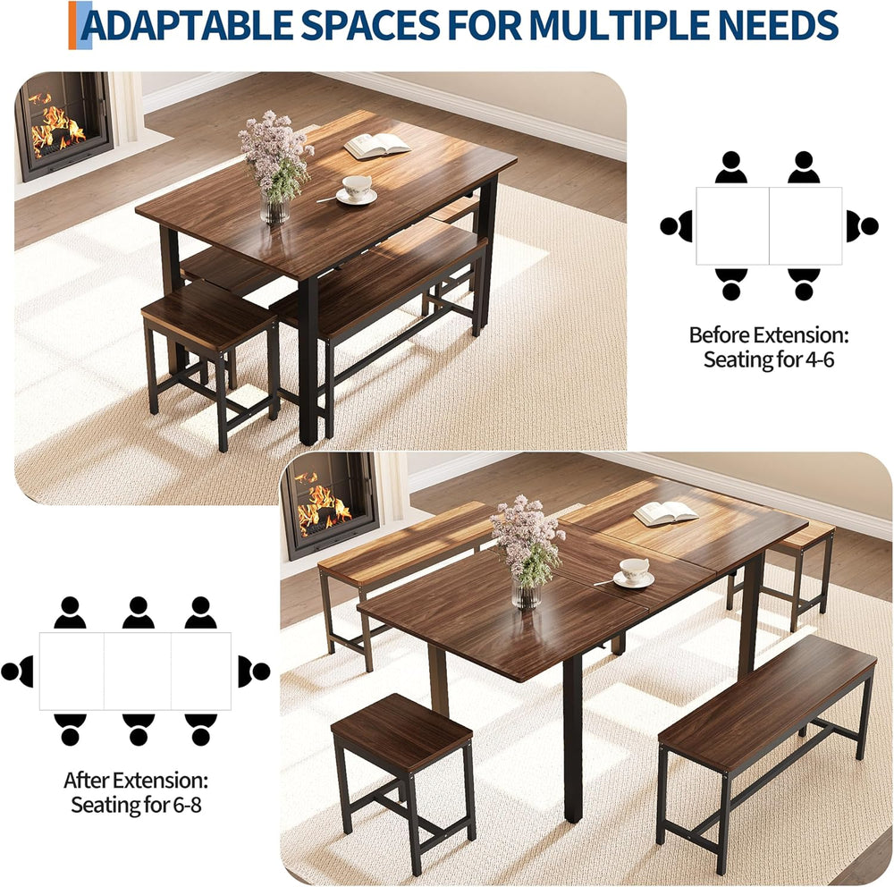 GarveeHome 5-Piece Dining Table Set for 4-8 People, 63 in Large Extendable Ki...