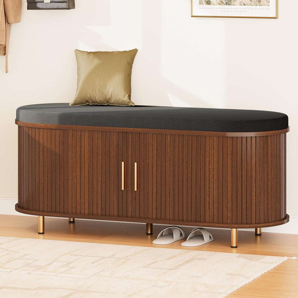 DHH 2-Tier Storage Bench,Wide Shoe Bench with Thickened Padded Seat Cushion, ...