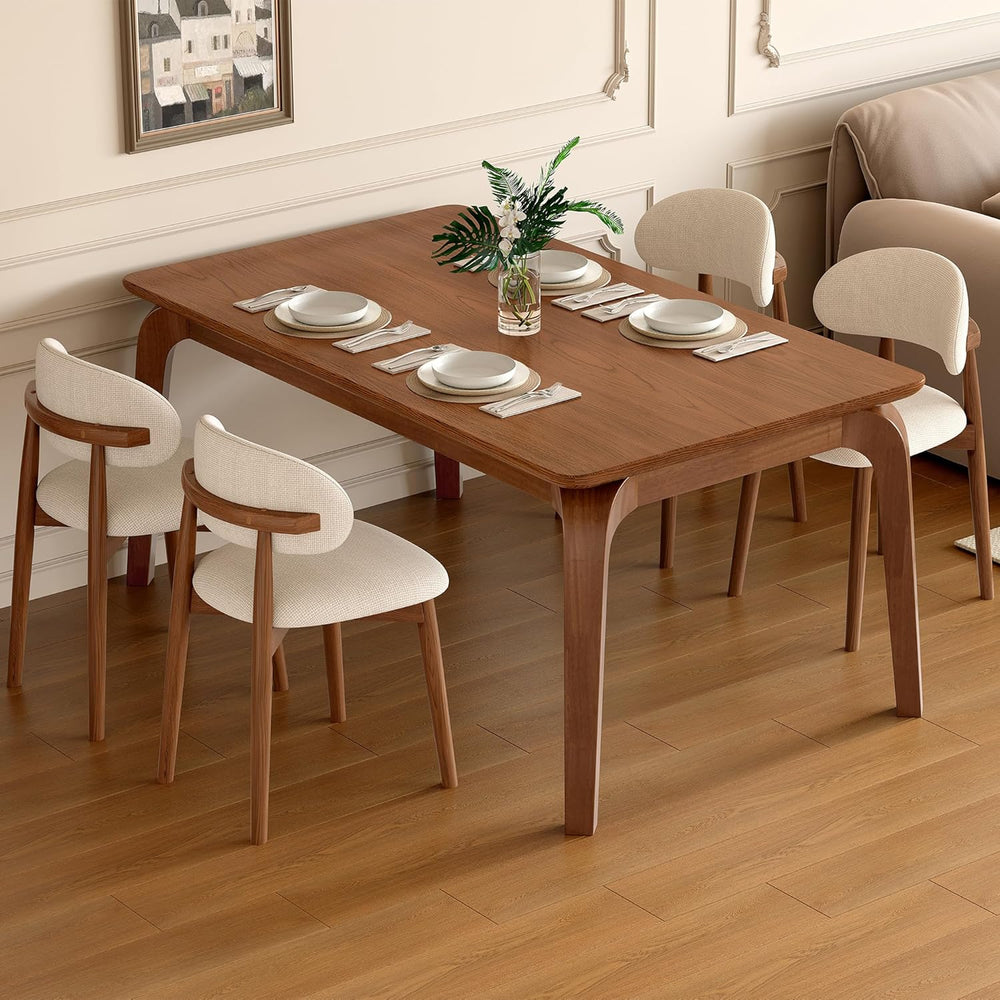 47'' Solid Wood Dining Table for 4 People, Modern Dining Table with C...