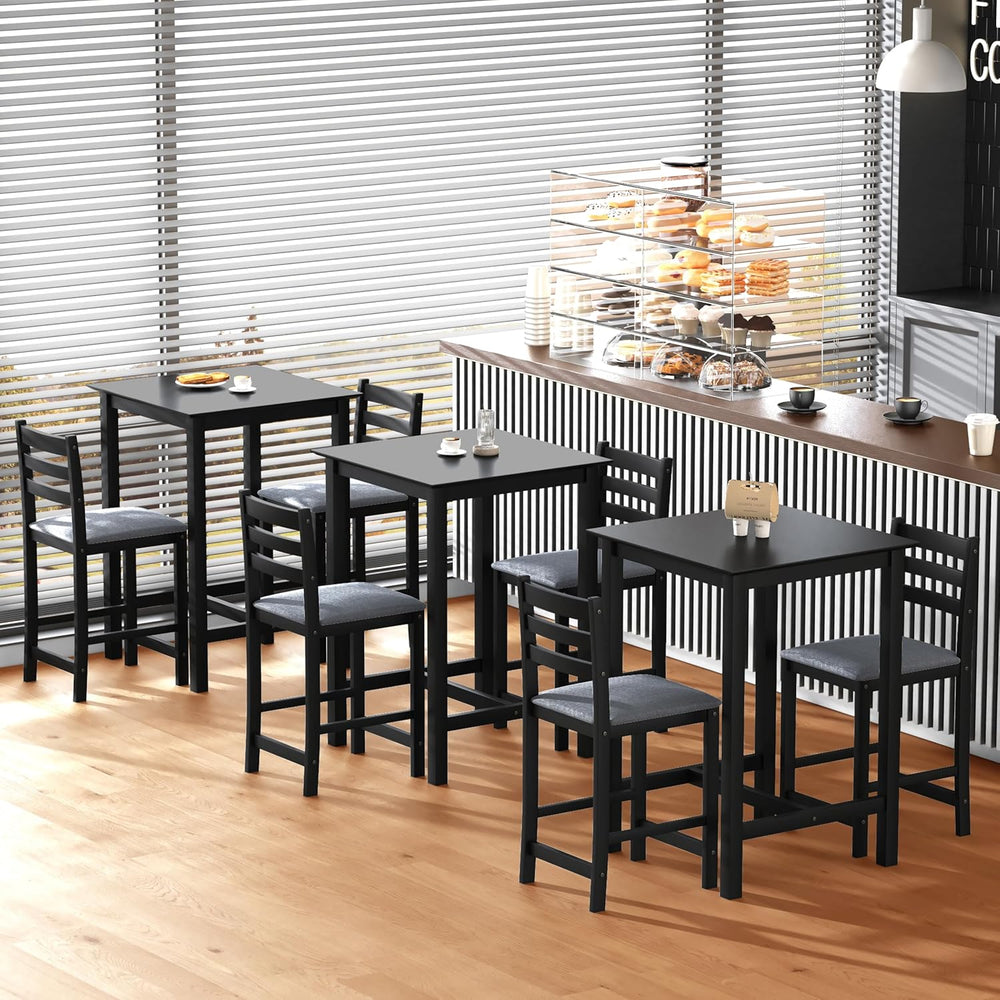 27.5 inch Bar Table and Chairs Set, Solid Wood Bar Height Pub Table and Chair...