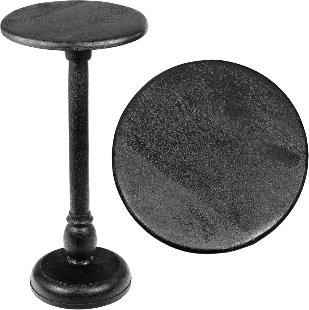 JONATHAN Y Leopold Solid Mango Wood Round Pedestal Drink Table, 24.5" Ta...