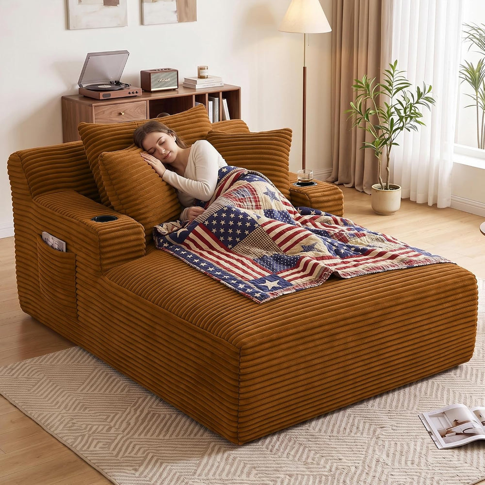 66.1" Oversized Boneless Chaise Lounge Chair Indoor, Corduroy Cloud Read...