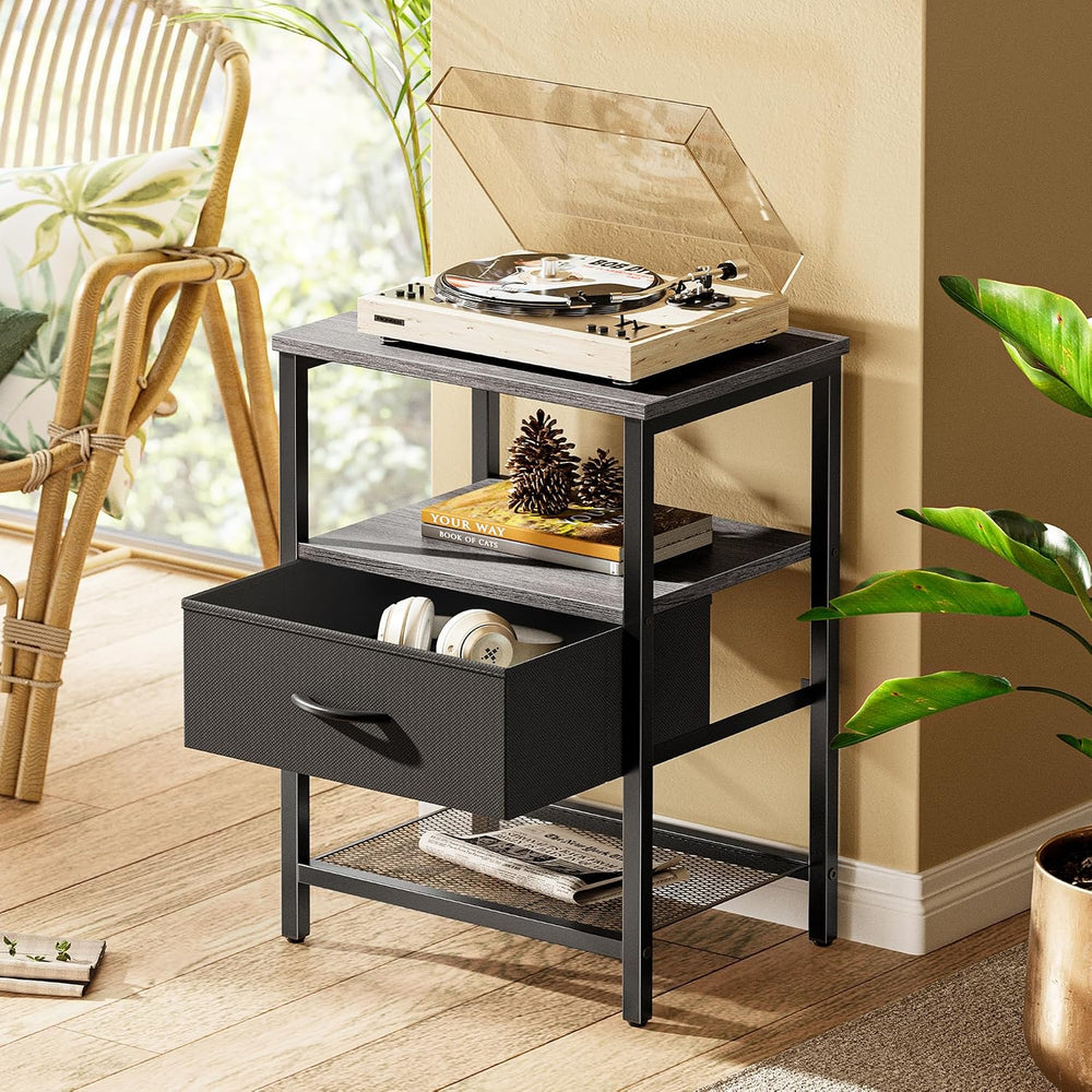 Huuger Nightstand Set of 2, Night Stand with Fabric Drawer, Mesh Shelf, Side ...