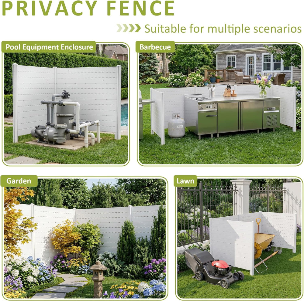 Privacy Fence Panels, 48''W x 45.4''H PVC Air Conditioner Fen...