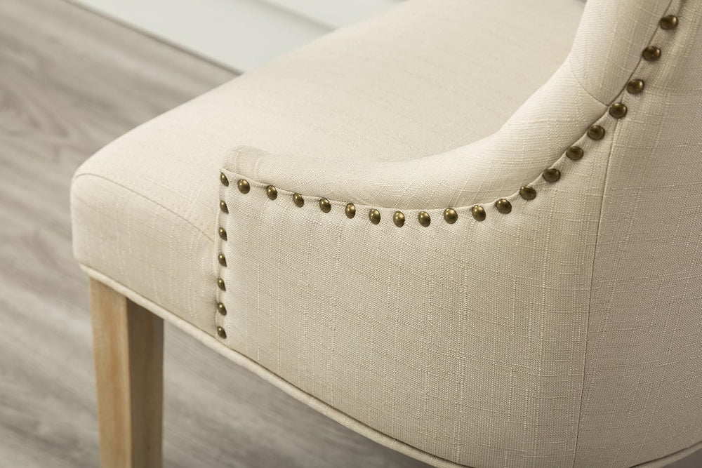Roundhill Furniture Button Tufted Solid Wood Wingback Hostess Chairs with Nai...