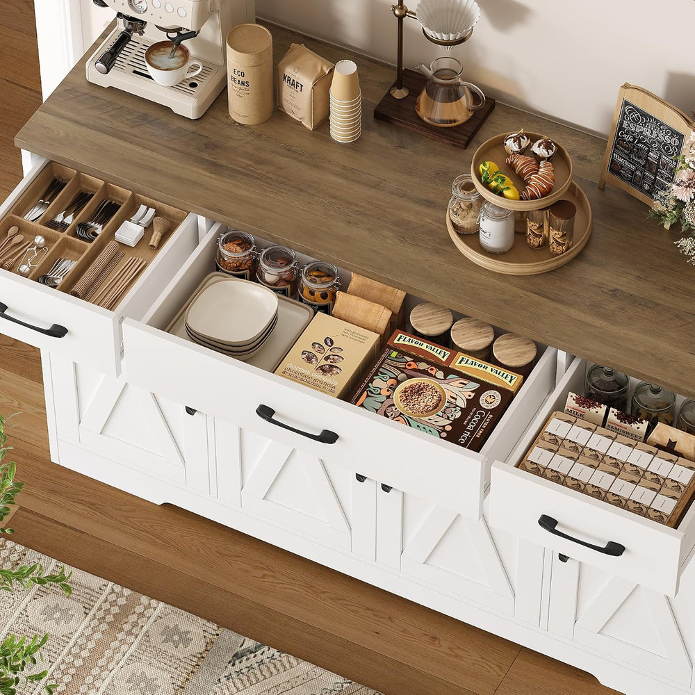 HOSTACK Kitchen Buffet Sideboard Storage Cabinet, Coffee Bar Cabinet, White
