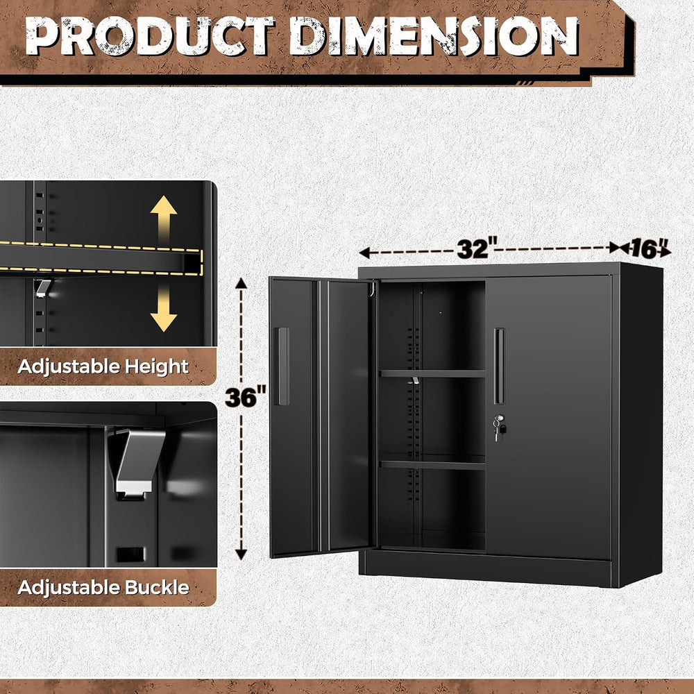 INTERGREAT Metal Storage Cabinet with Locking Doors, Lockable Steel Storage C...