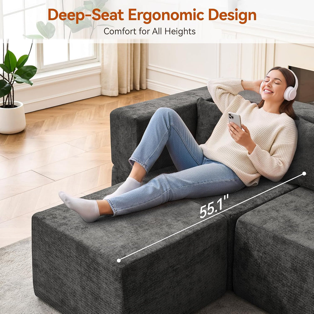 MONVANE Modular Sectional Sofa, Oversized 8 Seat Convertible U Shaped Couch w...