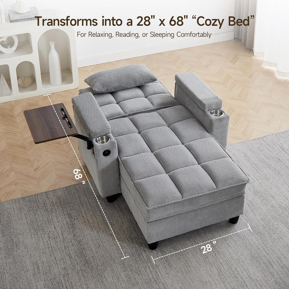 hansones 41.7" Chaise Lounge Chair Indoor, Sofa Bed with Adjustable Back...