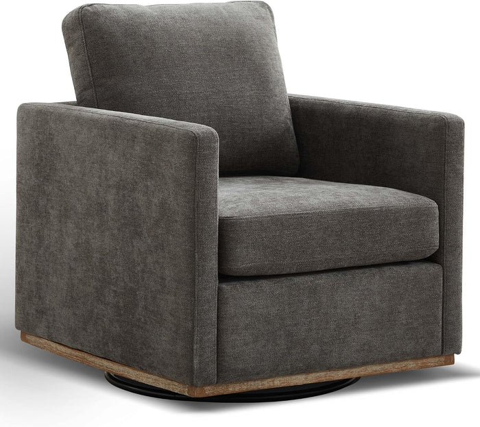 Aoiy & Wifon 30.7" W Swivel Accent Chair, Mid Century Modern Swivel Chair for Living Room, Comfy Small Accent Chair, Wavy Chenille, Charcoal