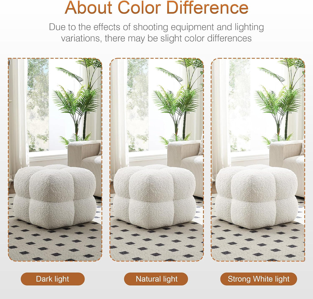 Zesthouse Square Pouf Ottoman Footstool, Modern Vanity Chair for Bedroom