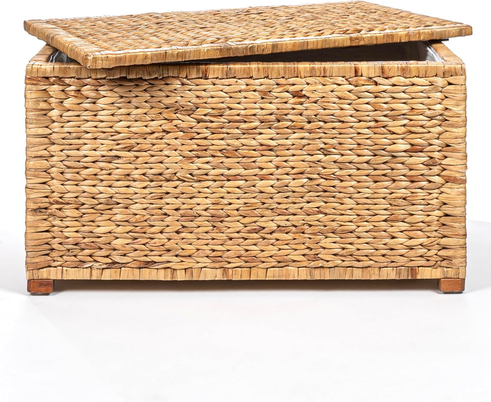 happimess HPM9005A Anada Wicker Weave 30" Storage Trunk, Wooden Frame/Wa...