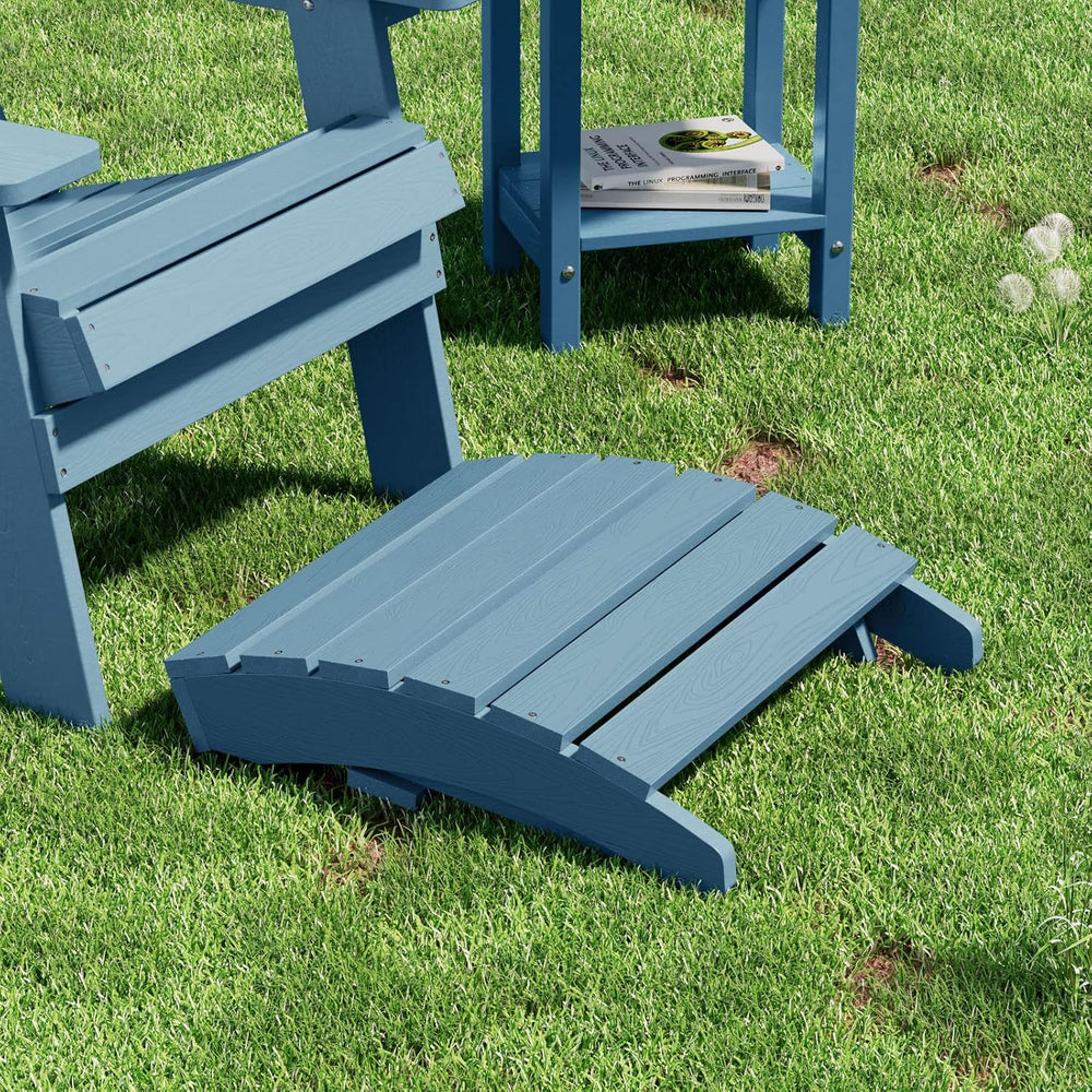 MXIMU Folding Adirondack Ottoman Set of 4: HIPS Plastic Outdoor Footrest Easy...