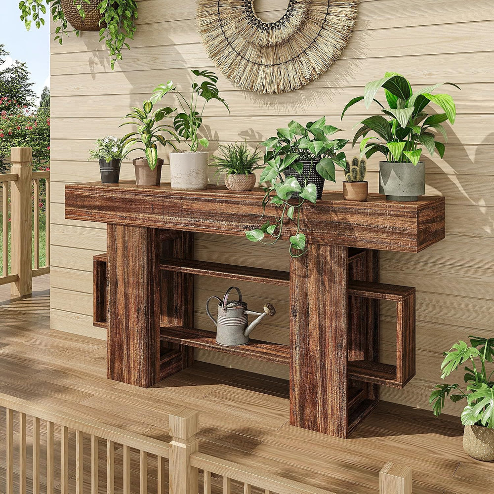 Feonase 63 Inches Long Console Table for Entryway, Wood Sofa Table Behind Cou...