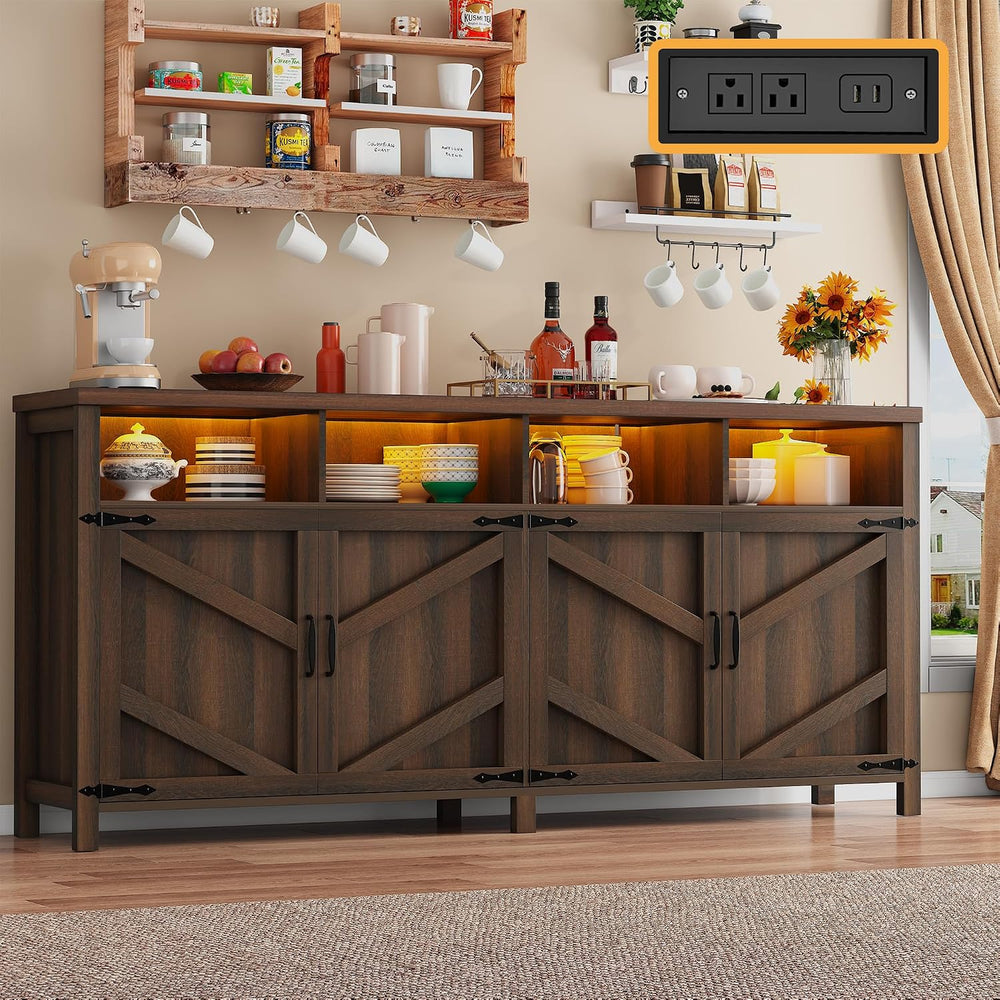 knoworld Buffet Sideboard with Storage Farmhouse with 4 Doors, 55'' L...