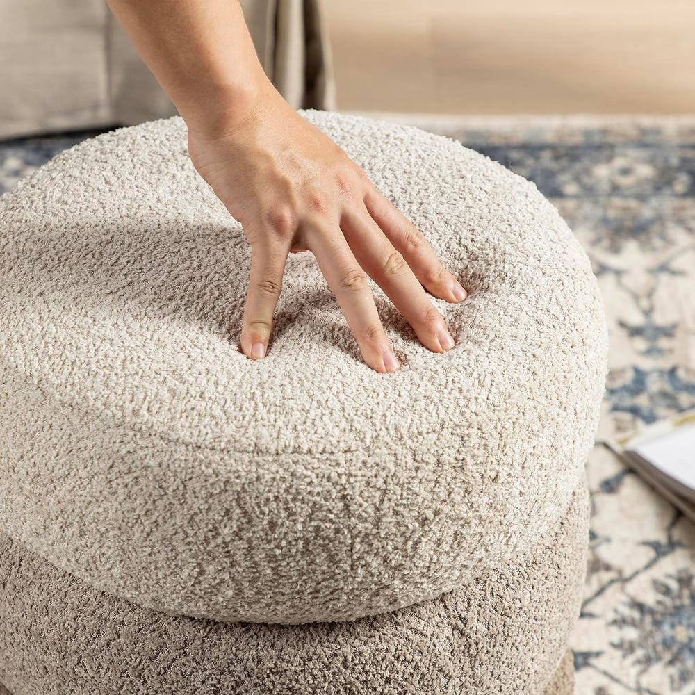 Glitzhome Round Ottoman with Storage, Small Foot Stool, Modern Accent Stool U...
