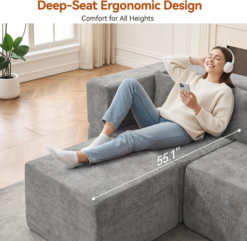 MONVANE 103'' Modular Sectional Sofa, Cloud Sectional Couch with Otto...