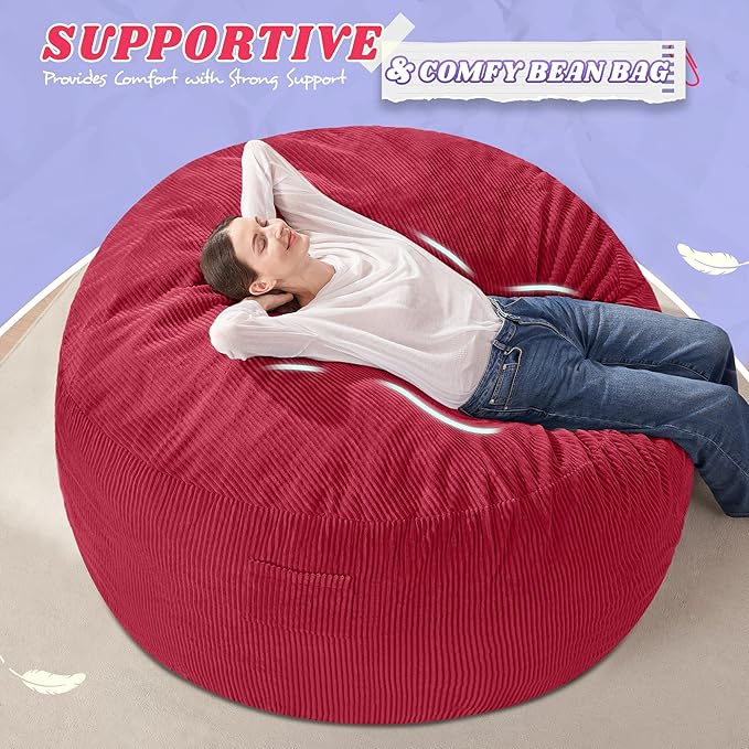 HABUTWAY 4FT Bean Bag Chair,Giant Bean Bag Chairs for Adults,Big Bean Bags wi...
