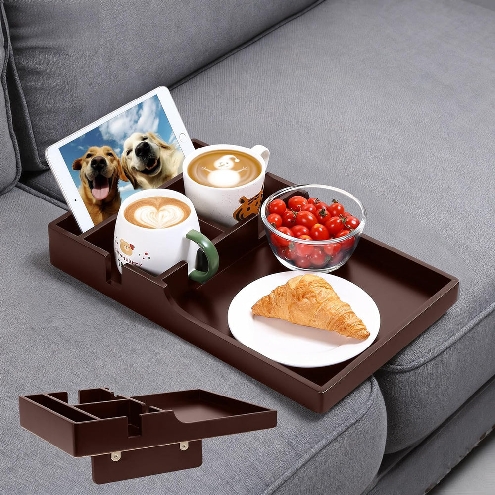 Nnewvante Couch Insert Tray, 2-in-1 Insert & Flat Sofa Organizer Bamboo w...