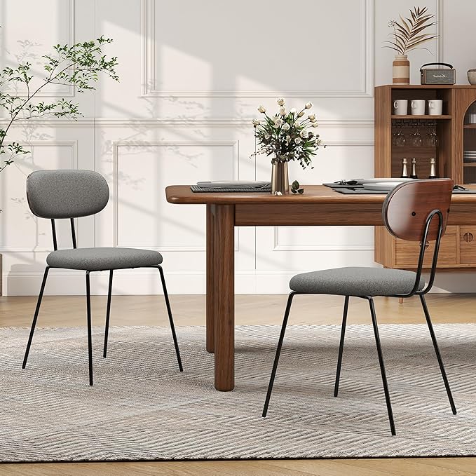 LSSPAID Dining Chairs Set of 2, Linen Fabric Upholstered Dining Room Chairs w...