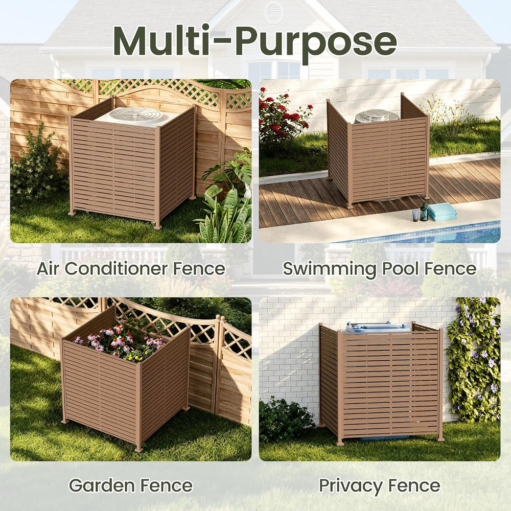 Air Conditioner Fence, 49" W X 52" H U Shape AC Unit Fence, Brown