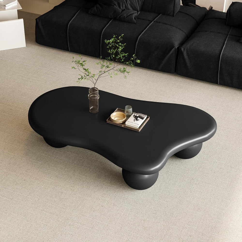 47 Inch Modern Coffee Table,Irregular Cloud Coffee Table with 3 Ball Legs, Ce...