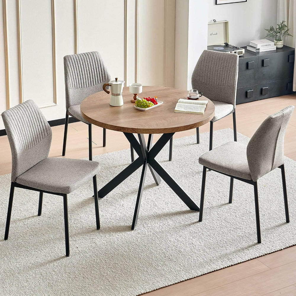 37" Round Dining Table Set for 4, Mid Century Modern Small Coffee Set fo...