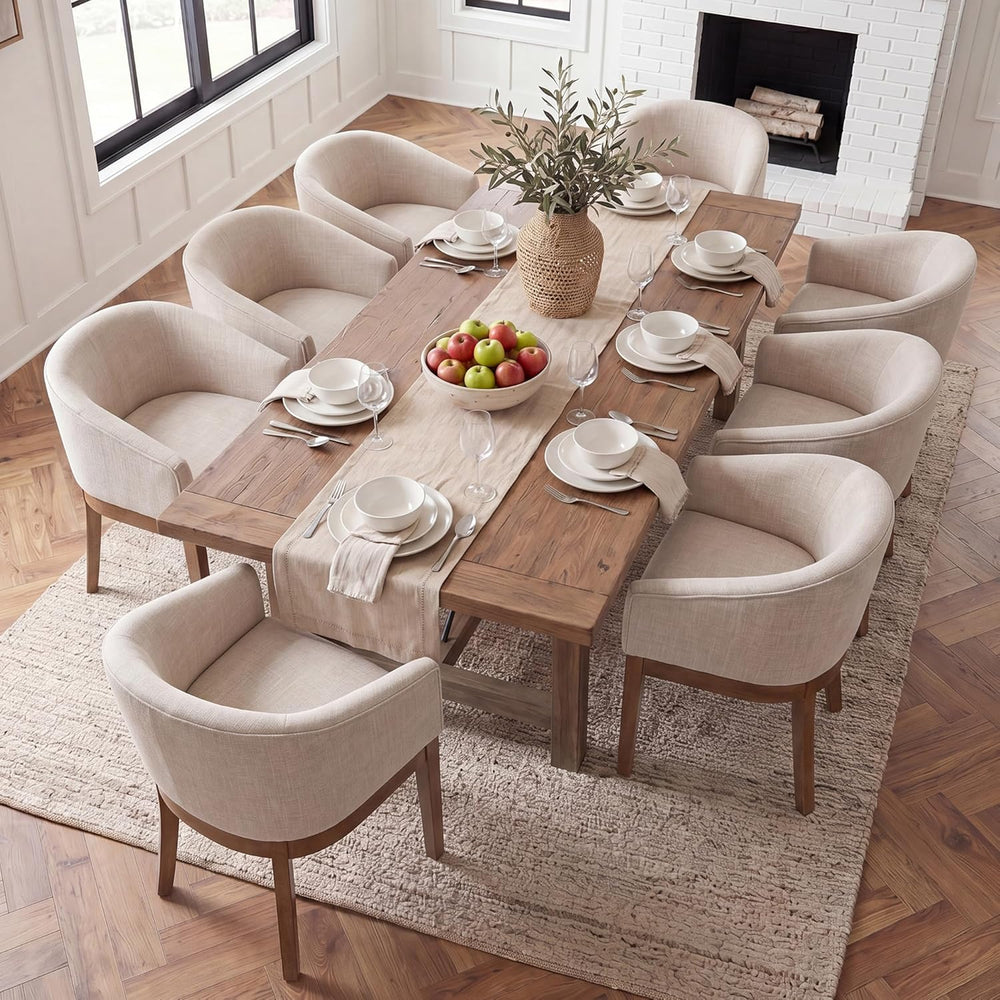 HNY Barrel Dining Chairs Set of 8, Mid Century Modern Upholstered Dining Chai...