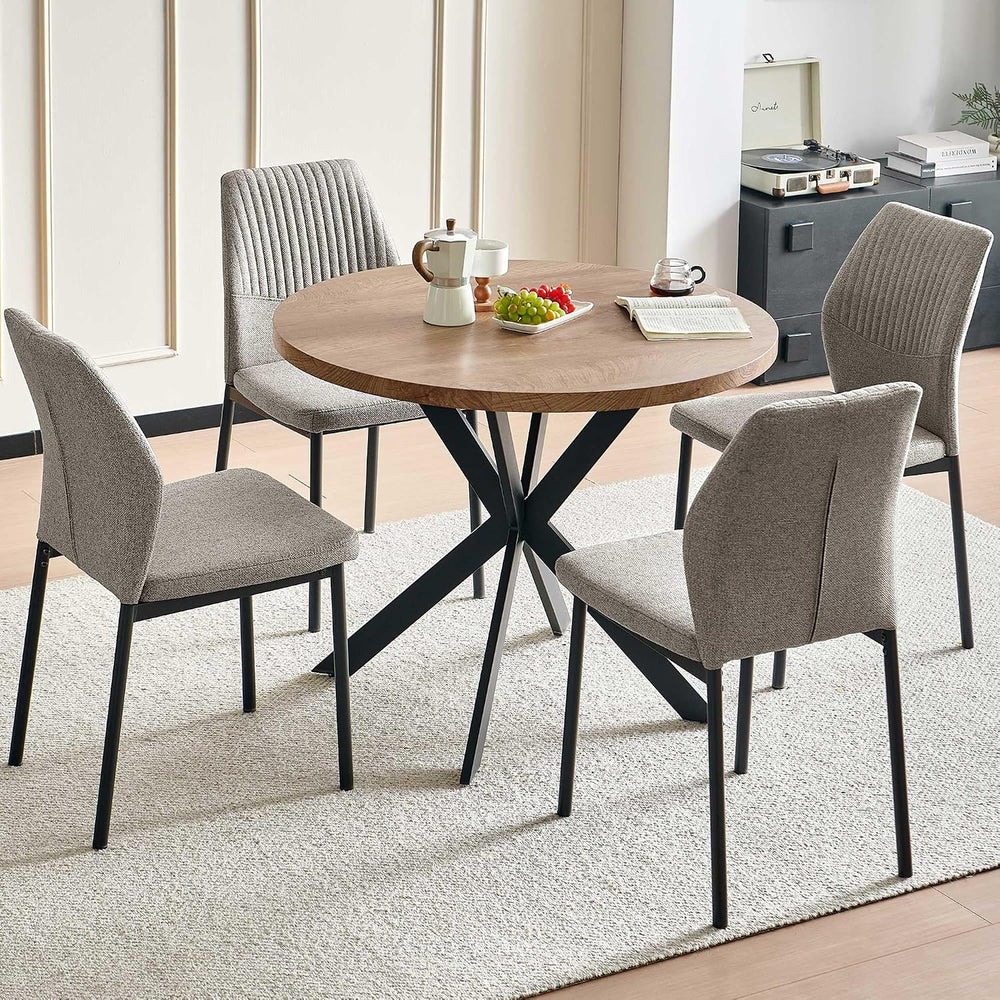 37" Round Dining Table Set for 4, Mid Century Modern Small Coffee Set fo...