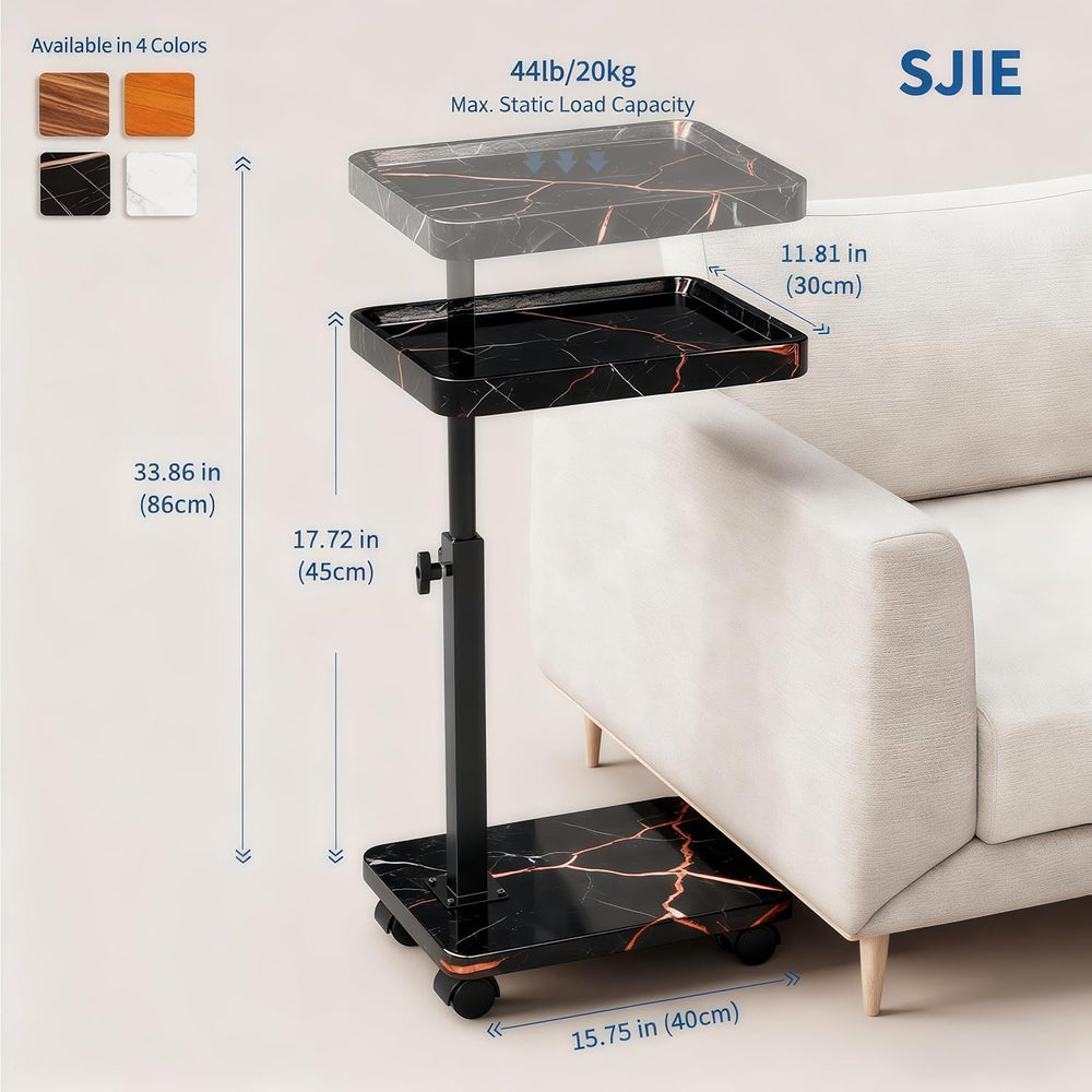 C Table End Table Adjustable Height, 360°Swivel TV Tray Table for Small Space...
