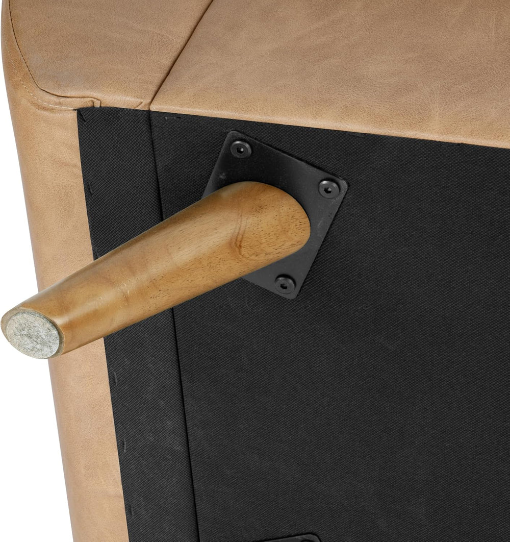 HomePop 60" Modern Storage Bench with Wood Legs - Sand Faux Leather