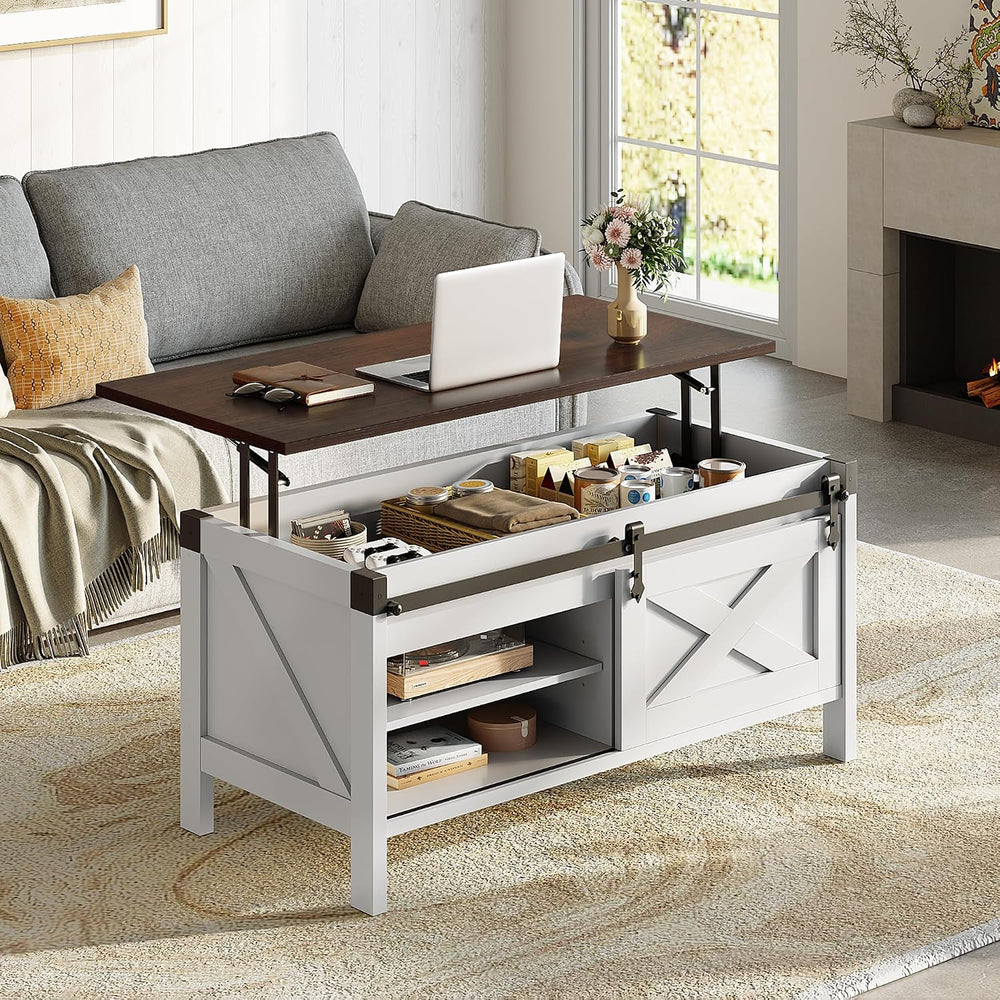 WLIVE Lift Top Coffee Table with Large Storage for Living Room 39.4", White