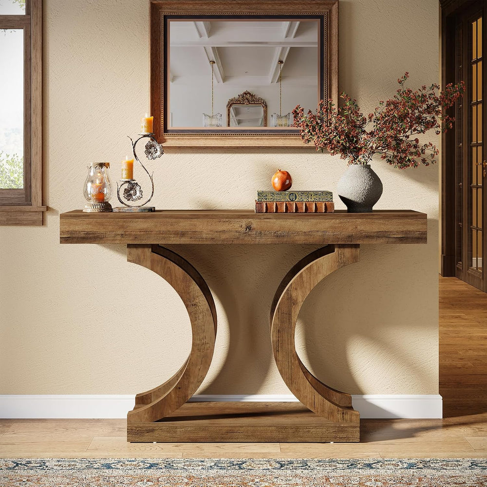 Tribesigns 43-Inch Farmhouse Curved Console Entryway Table for Living Room | ...