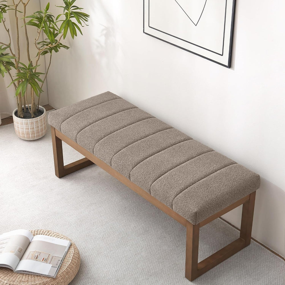 Zihanhome 52.7" Bedroom Bench for End of Bed, Modern Upholstered Teddy F...
