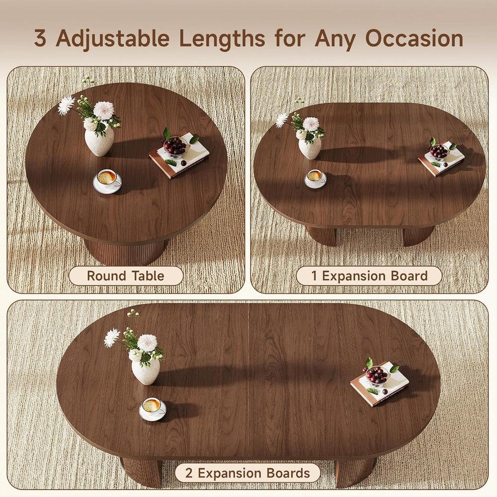ONBRILL 41-78 Inch Extendable Dining Table for 4-8, Storage Shelf, Walnut