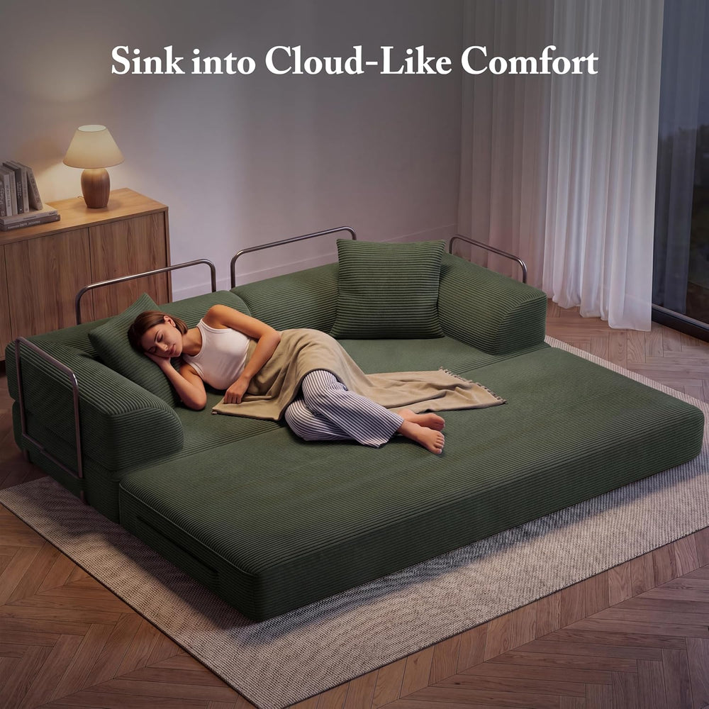 Cloud Couch Futon Sofa Bed, 5-in-1 Convertible Sofa Bed Pull Out Couch Sleepe...