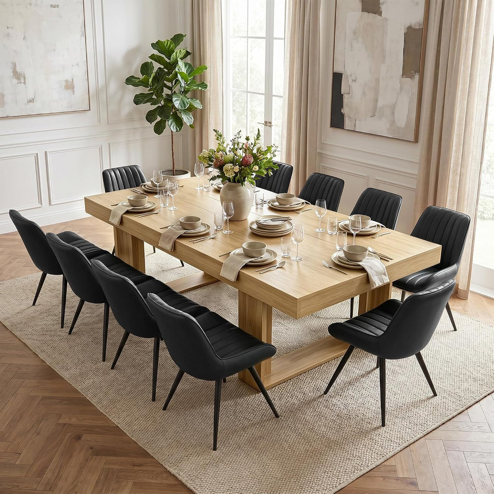 Miereirl 7-Piece Modern Farmhouse Dining Table Set, 86.6" x 47.2" S...