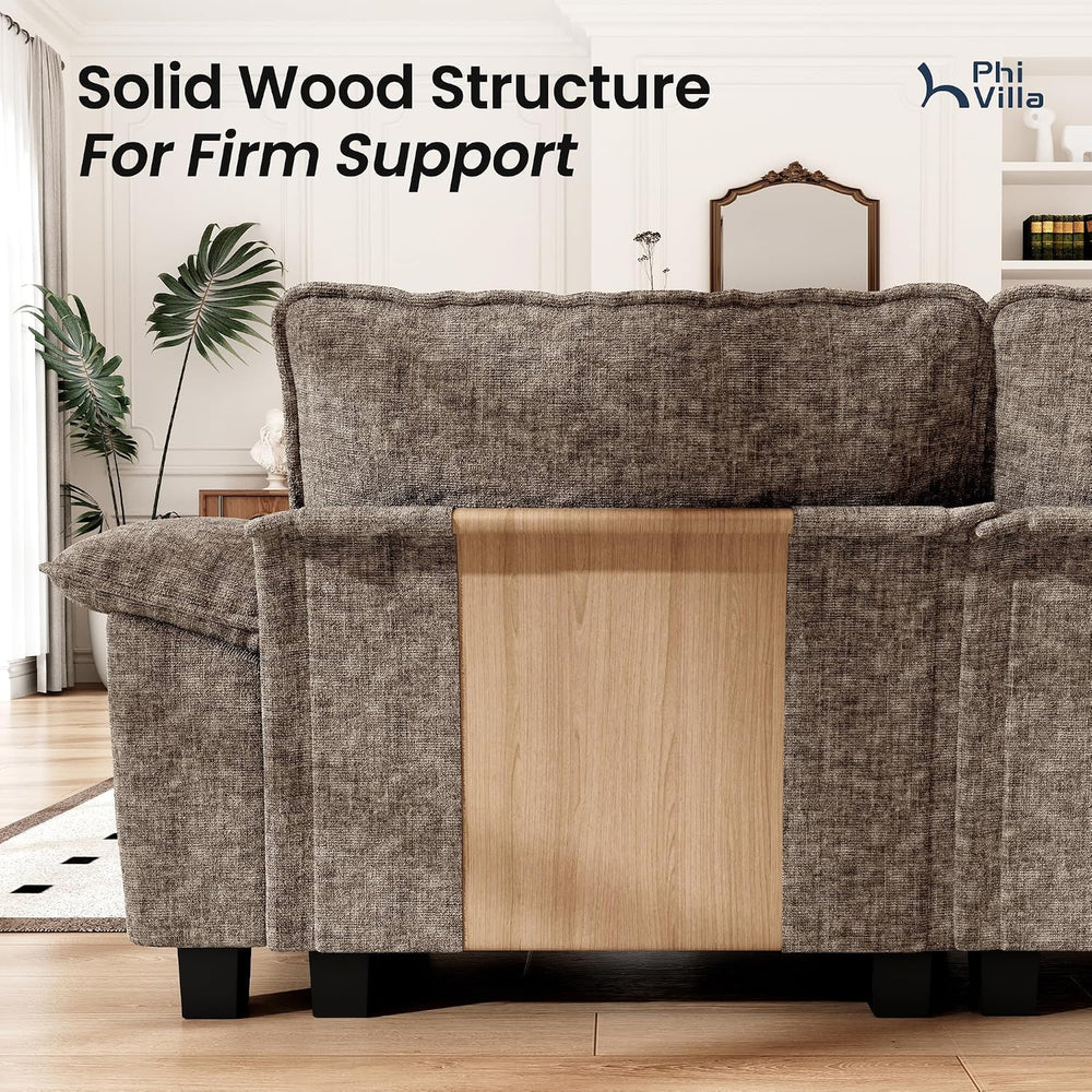 PHI VILLA 87.5" Oversized Sectional Loveseat Sofa with 1 Movable Ottoman