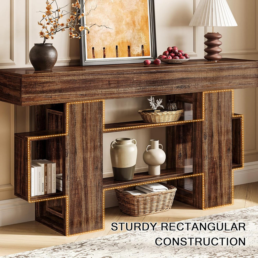 Einhomn 63 Inches Entryway Table, Wooden Console Table with Storage, Narrow S...