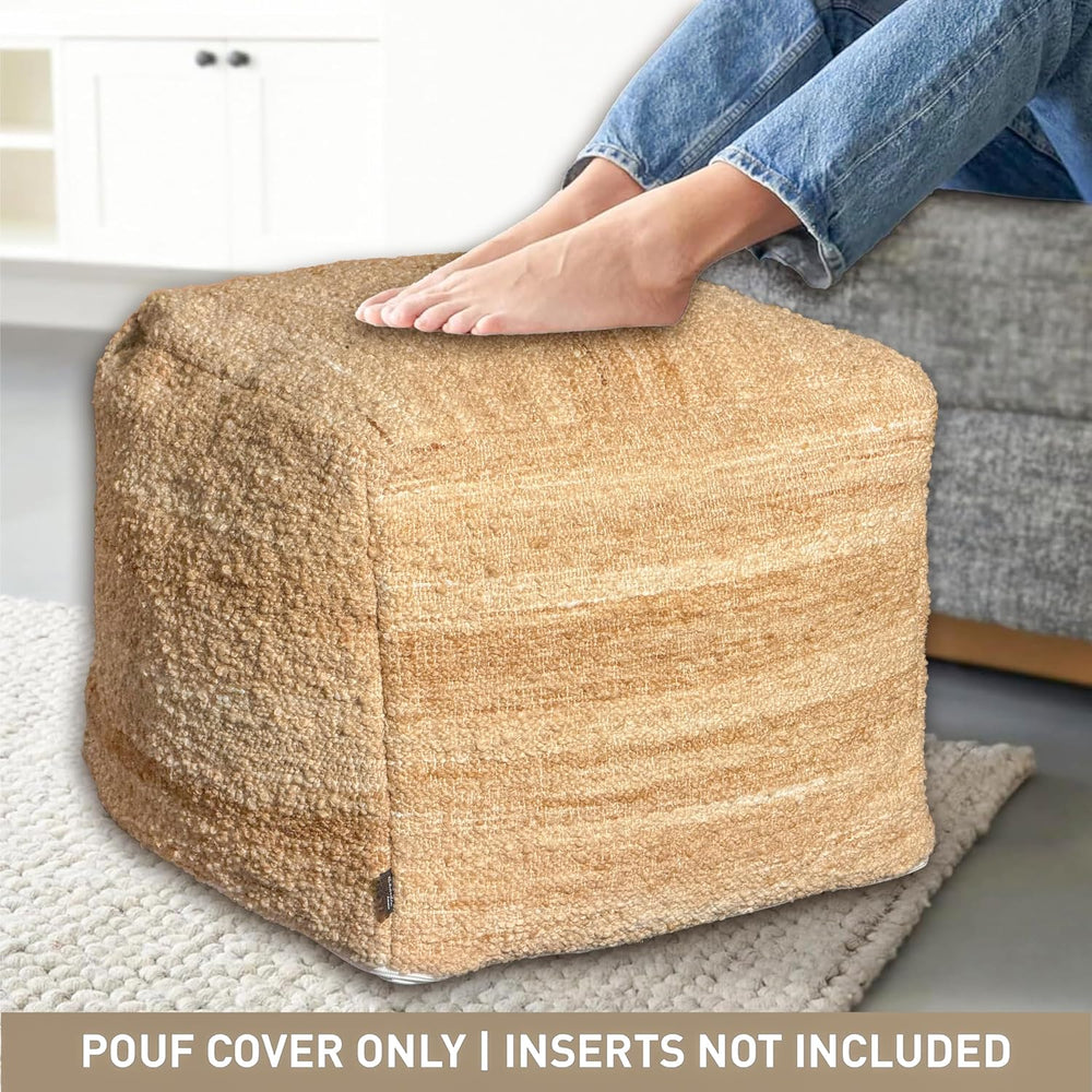 Chardin home Unstuffed Pouf Ottoman Cover, Beige, 16.5x16.5x12.9 Inches | DIY...