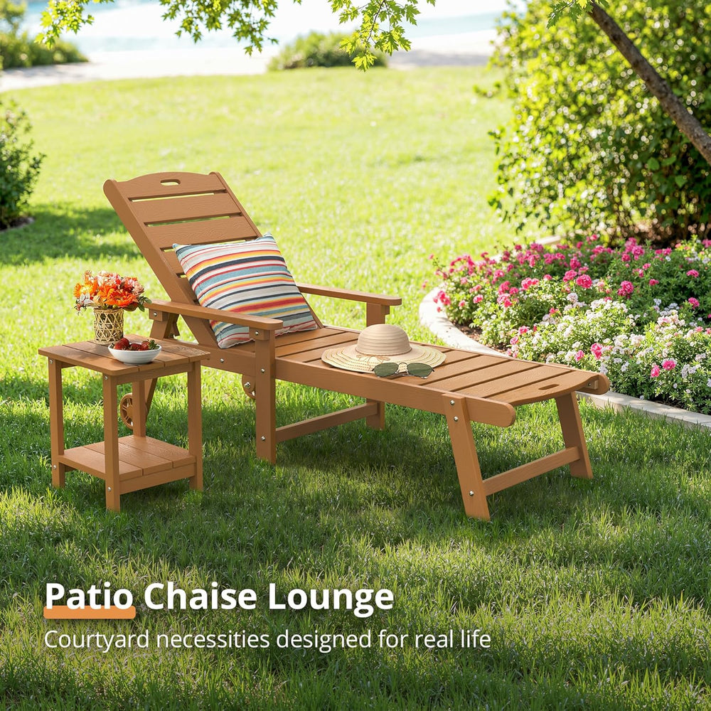 LUE BONA Outdoor Chaise Lounge, 5‑Position, 2‑Pack, Teak Color