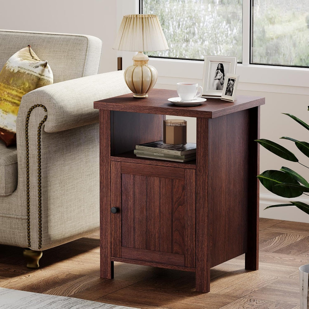 ChooChoo Farmhouse Nightstands Set of 2, Rustic Vintage End Side Table with S...